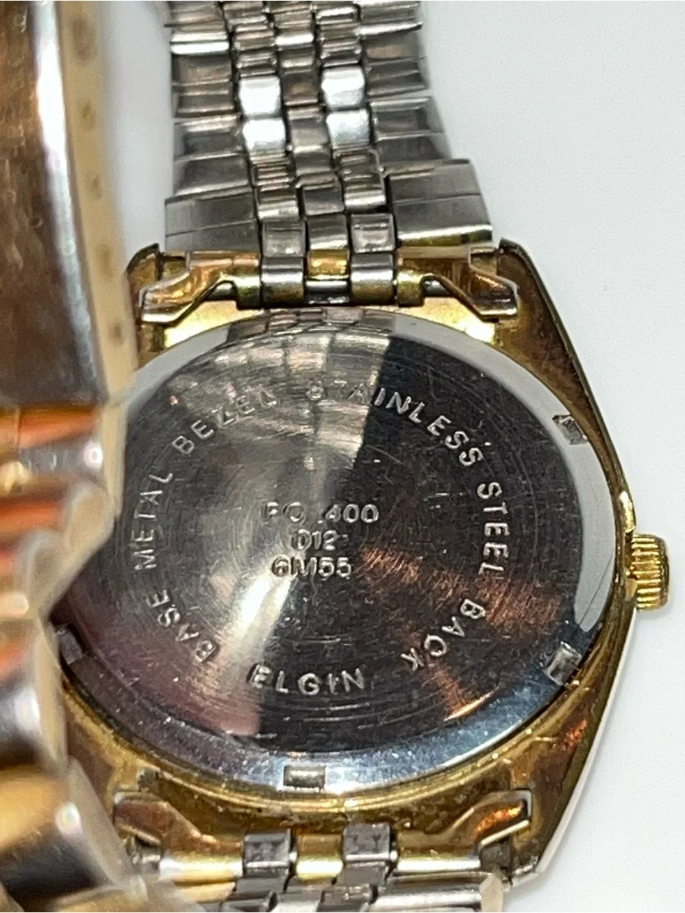 Elgin Presidential FC400 Day/Date Qtz: Men's Watch Scratched Crystal New Battery